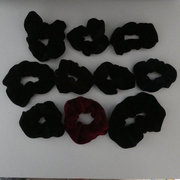 SET OF 10 | Solid Color Velvet Scrunchies - Picture 1 of 4